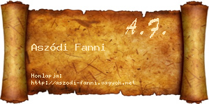 Aszódi Fanni névjegykártya