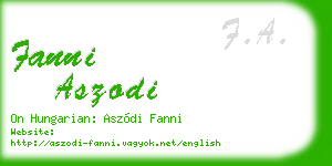 fanni aszodi business card